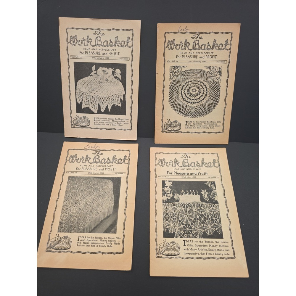 The Work Basket Vintage Booklet Pamphlet Magazine Lot Of‎ 4 1949 Antique Prop